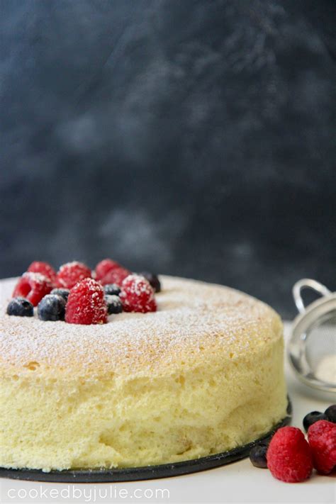 Japanese Cotton Cheesecake With Fresh Fruit And Powdered Sugar