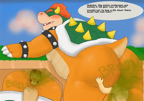 Rule 34 Anthro Ass Big Butt Bowser Butt Sniffing Closed Eyes Dialogue Duo Fart Fart Cloud Fart