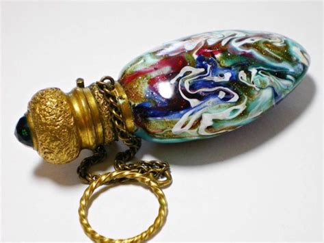 Antique Venetian Aventurine Glass Chatelaine Scent Perfume Bottle Jewelled Cap Ebay Perfume