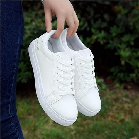 Thanks to latest advances in technology, the variety in. 2016 Fashion Women Shoes White Lace Up Low Top Flat Women ...
