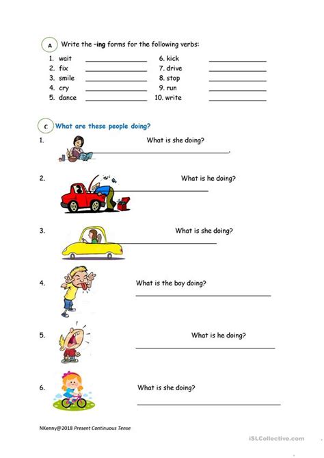 Simple Present Continuous Tense English Esl Worksheets For Distance