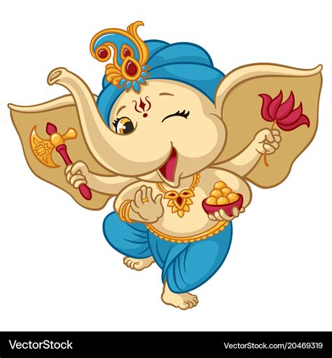 Ganesha Elephant Cartoon Baby Royalty Free Vector Image