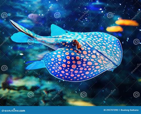 Ai Generated Illustration Wildlife Concept Of Blue Spotted Stingray