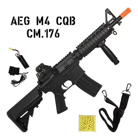 M4a1 Cqb Rifle Airsoft Elétrico Cyma Cm176 Bivolt 300fps 6mm