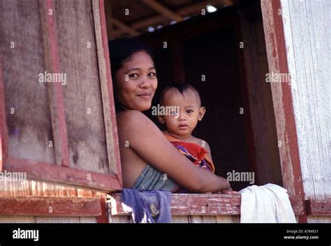 Mother And Child Of The Badjao Tribe Sea Gypsies Living Off Siasi