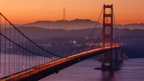 A Sunset Shot Taken With Golden Gate Bridge As The Focal Point Golden