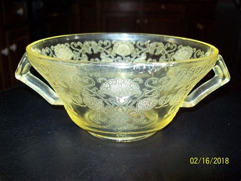 Florentine 2 Poppy Amber Depression Glass Soup Bowl With Two Handles