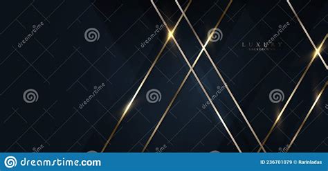 Elegant Abstract 3d Golden Lines Lighting With Dark Blue Triangles