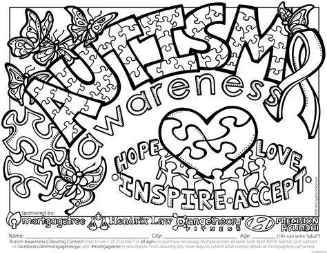 Autism Awareness Coloring Pages Printable Sheets Amazing Autism