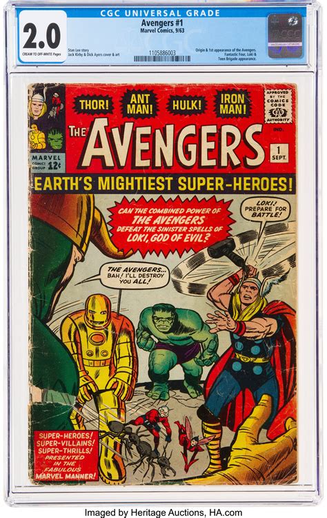 The Avengers 1 Marvel 1963 Cgc Gd 20 Cream To Off White Lot