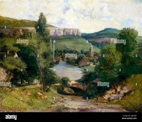 Gustave Courbet View Of Ornans Landscape Painting 1853 1857 Stock