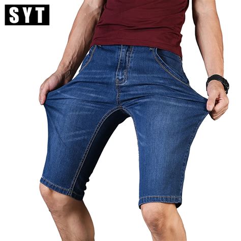 Syt 2017 Summer Men Short Jeans Slim Knee Length Casual Business Shorts Jean Stretch Cotton