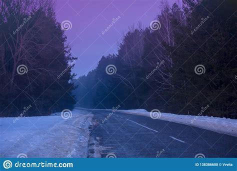 Country Road In Winter In Early Morning Stock Photo Image Of Sunrise