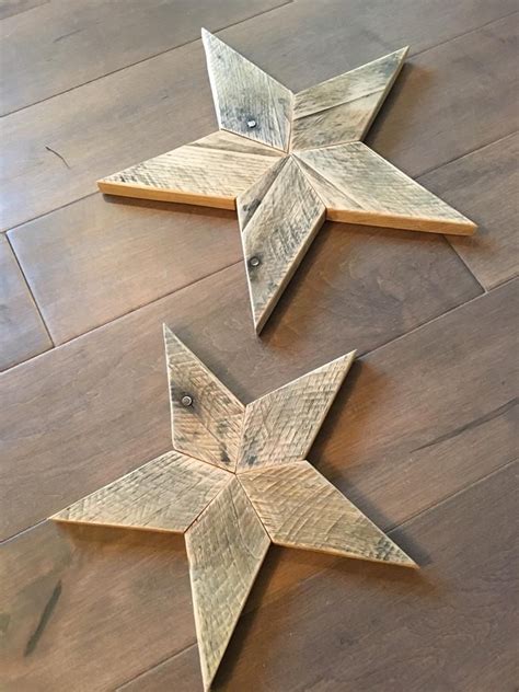 Set Of 2 Reclaimed Wood Star Wooden Star Star Wall Art Etsy Uk
