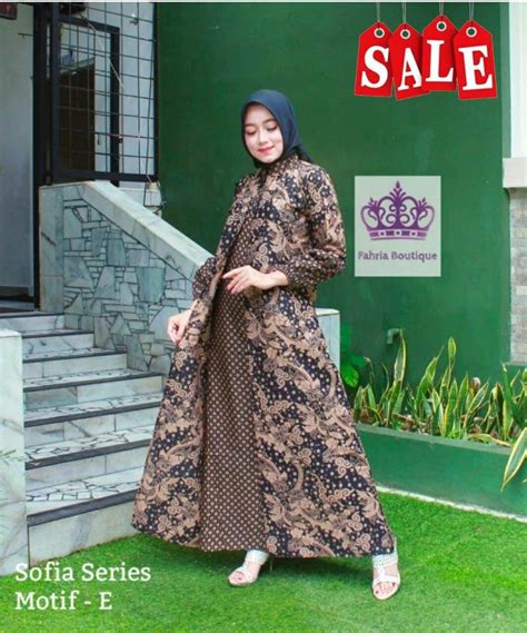 Model Baju Batik Gamis Kombinasi Kain Polos Hobingeblogcom