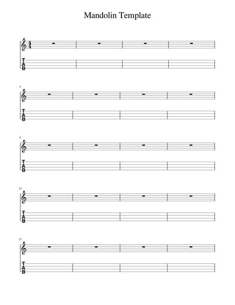 Mandolin Template Sheet Music For Mandolin Solo Download And Print
