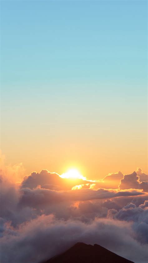 Download Wallpaper 2160x3840 Sunrise Sun Clouds Sky Height Samsung