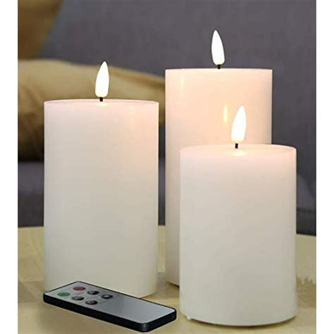 Eywamage 3 Pack White Flameless Pillar Candles With Remote D 3 H 4 5