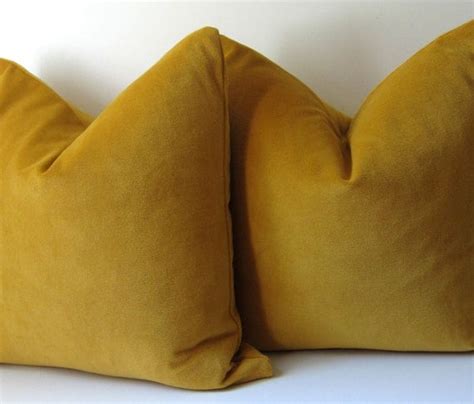 Set Of Two Mustard Yellow Pillows Decorative Pillow Covers