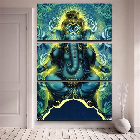Ganesha 3 Panel Canvas Wall Art Pictures Wall Art Canvas Painting