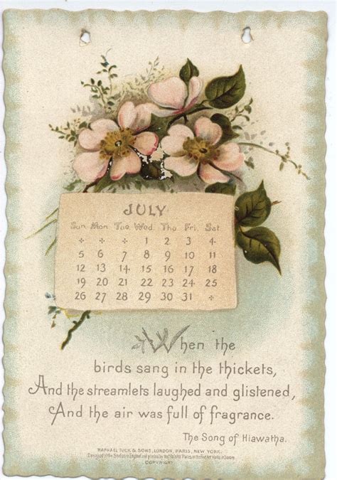 Full Sized Image Longfellow Calendar For 1896 Vintage Calendar