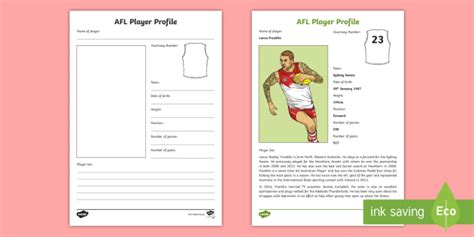 Afl Player Profile Activity Pack Teacher Made