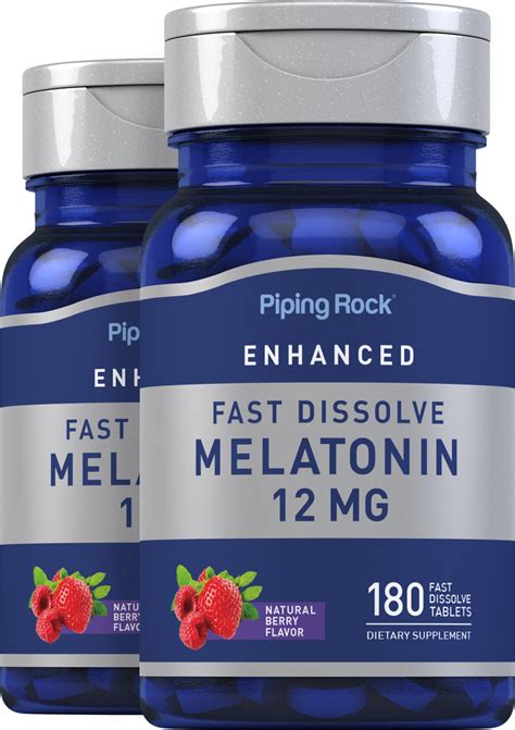 Melatonin 12 Mg Fast Dissolve 180 Tablets X 2 Bottles Pipingrock