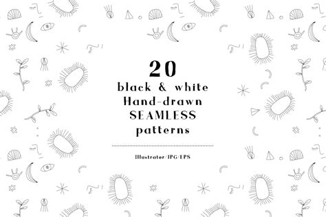 20 Bandw Hand Drawn Seamless Patterns Graphic Patterns ~ Creative Market