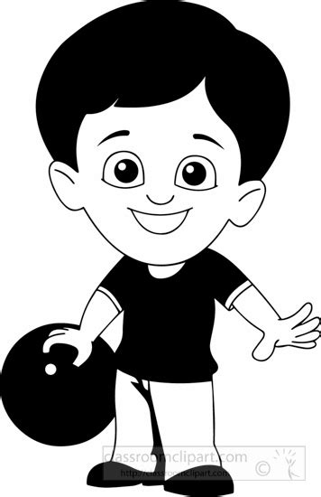 Find images of cartoon boy. Sports Clipart- black-white-bowling-kid-holding-bowling ...