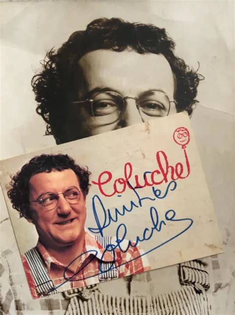 AUTOGRAPHE ORIGINAL DE Coluche Carte dédicacée Dédicace Signed