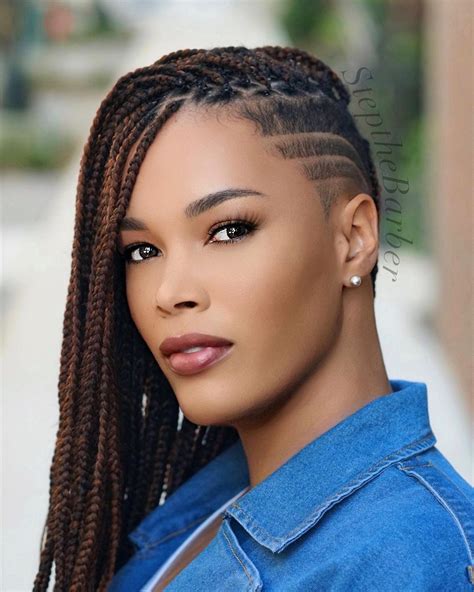 One Side Shaved Hairstyles Box Braids Shaved Sides Box Braids