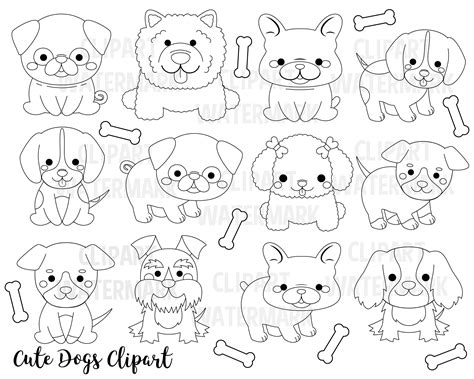 Dogs Clipart Dogs Clip Art Digital Stamps Cute Puppy Etsy Uk