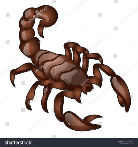 Brown Animated Scorpion Glossy Surface Isolated Stock Vector Royalty