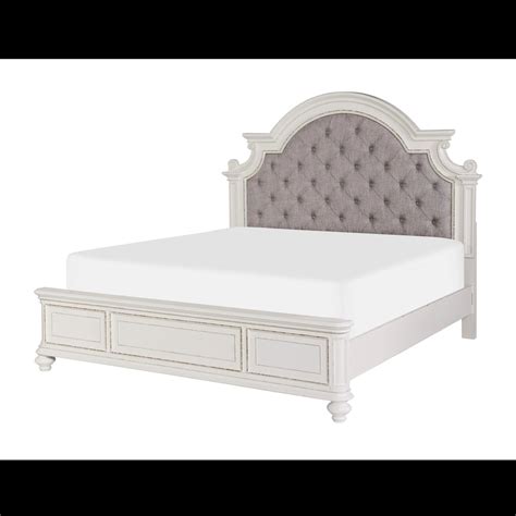 Baylesford Tufted Bed Queen Size Antique White By Homelegance