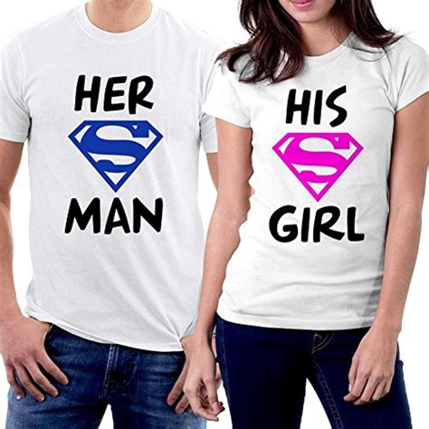 Picontshirt Special Occasions Her Superman His Supergirl Couple T Shirts Men M Women L White