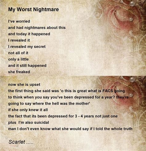 My Worst Nightmare Poem By Scarlet Poem Hunter