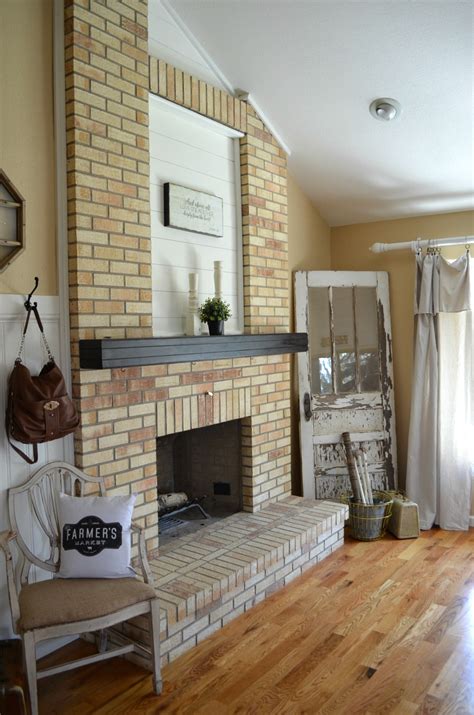 I'd like to spruce it up with paint on the brick, paint or stain on the mantle, and possibly paint above the mantel. How to Paint a Brick Fireplace - Little Vintage Nest