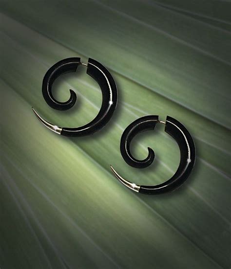 Fake Gauge Earrings Small Silver Tipped Spiral Fake Gauge Earrings