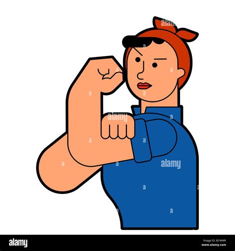 We Can Do It Woman Symbol Power Female Girl Showing Fist Isolated
