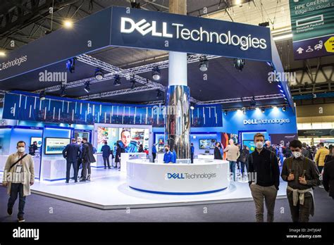 Barcelona, Spain. 28th Feb, 2022. A Dell booth seen during the first