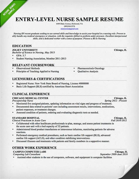 Behold, great sample resume's resume example database which is updated with new resume content all the time. Entry-Level Nurse Resume Sample | Resume Genius