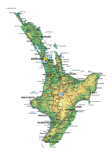 Detailed Map Of North Island New Zealand With Other Marks New