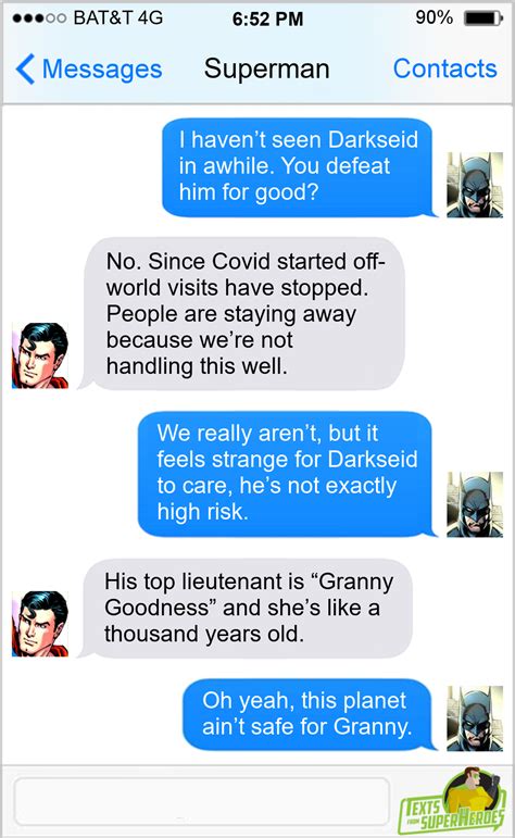 Goodness Gracious Superhero Texts Dc Comics Funny Batman Funny