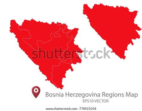Couple Set Mapred Map Bosnia Herzegovinavector Stock Vector Royalty
