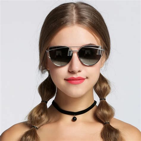 Women Sunglasses Metal Frame Mirror Big Lens Eyewear Shades Glasses In