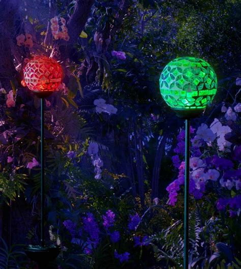 Solar Mosaic Crackle Ball Stake Light Globes Fresh Garden Decor