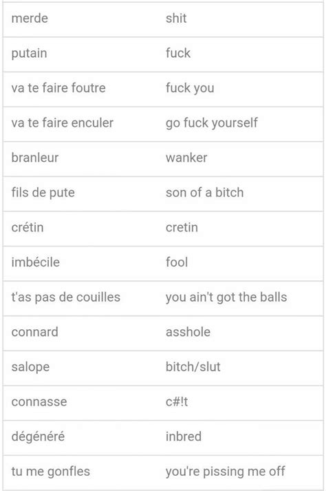 Pin by Ginny Coleman on Apprendre L'anglais | French swear words, Basic ...