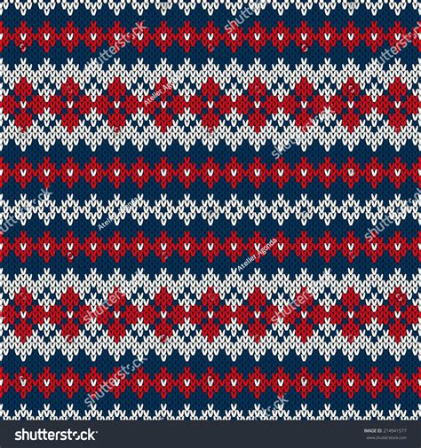 Knitted Seamless Pattern In Fair Isle Style Vector Illustration