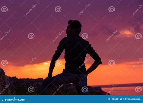Silhouette Summer People Having Fun At The Beach Sunset Stock Image 78733921