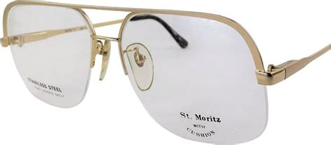 80 s brushed gold metal rimless square browline eyeglasses by st moritz in 2022 retro glasses